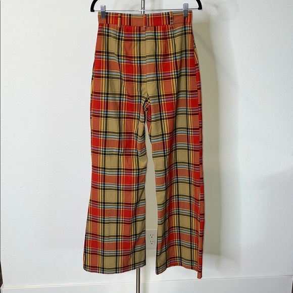 Free People Bell Bottom Wide Leg Plaid Fall Color Pants - Picture 2 of 5